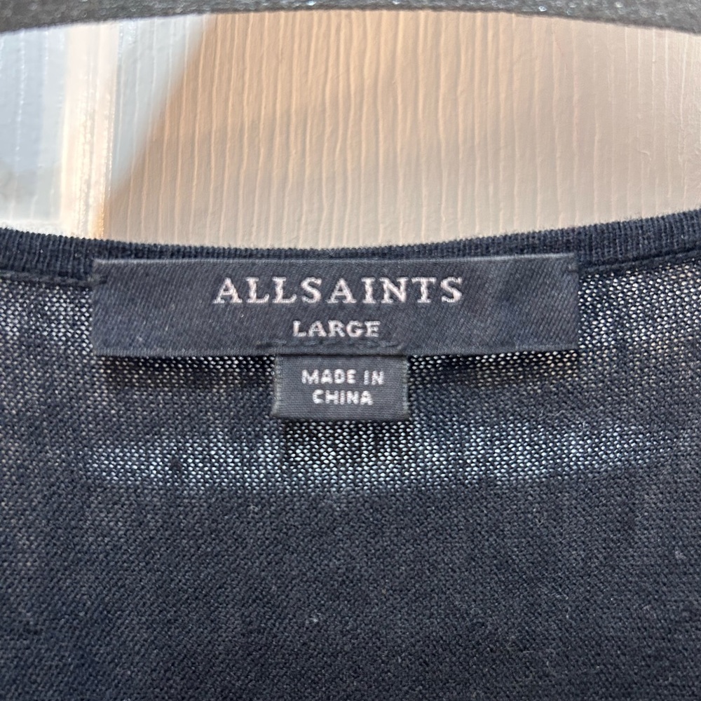 ALL Saints Black Itat Shrug Twist Knit Sweater Wrap Jumper Top Sz L Designer - Picture 3 of 10